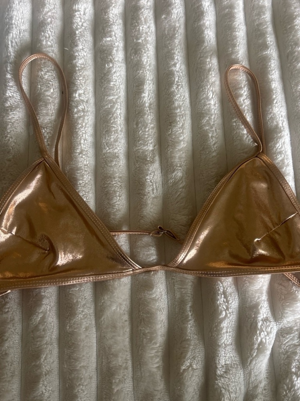 Forever 21 Metallic Rose Gold Triangle Bikini Top